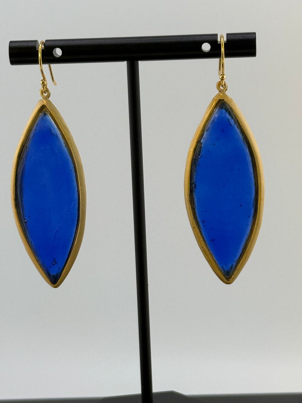 Michael Vincent Michaud 18K Gold Plated Marquis Cobalt Earrings